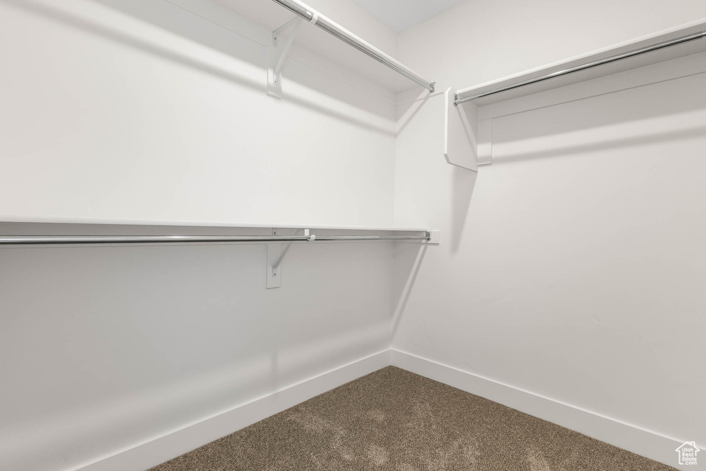 Walk in closet with dark carpet