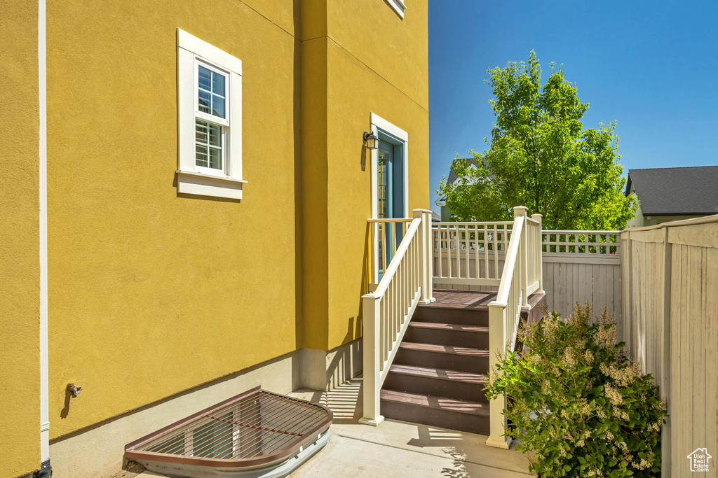 View of home\\\'s exterior with stucco siding