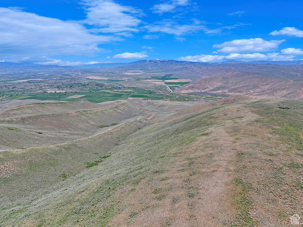 Bird's eye view of a mountain backdrop