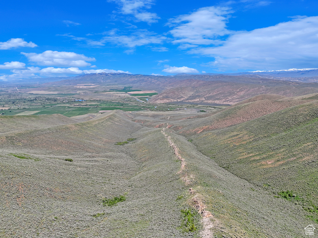 Drone / aerial view of a mountain backdrop