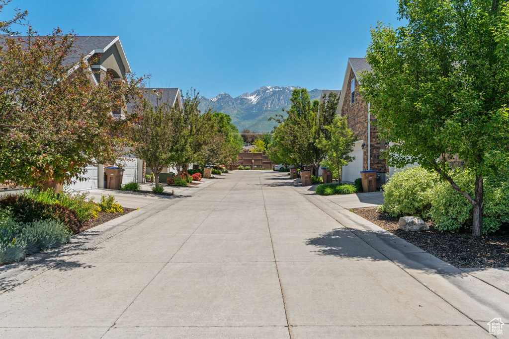 View of street with a mountain view