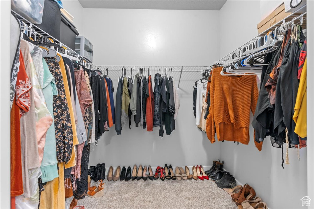 Walk in closet with carpet