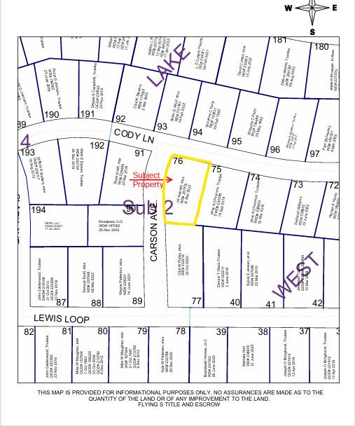 Map showing property parcels
