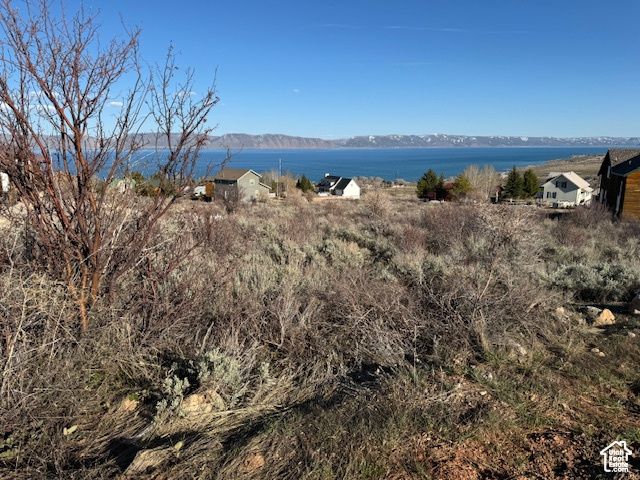 Water view with a mountainous background