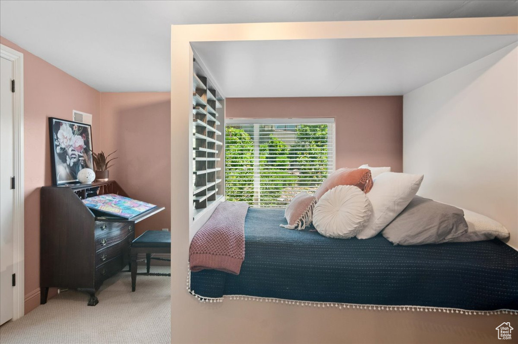 Bedroom featuring carpet