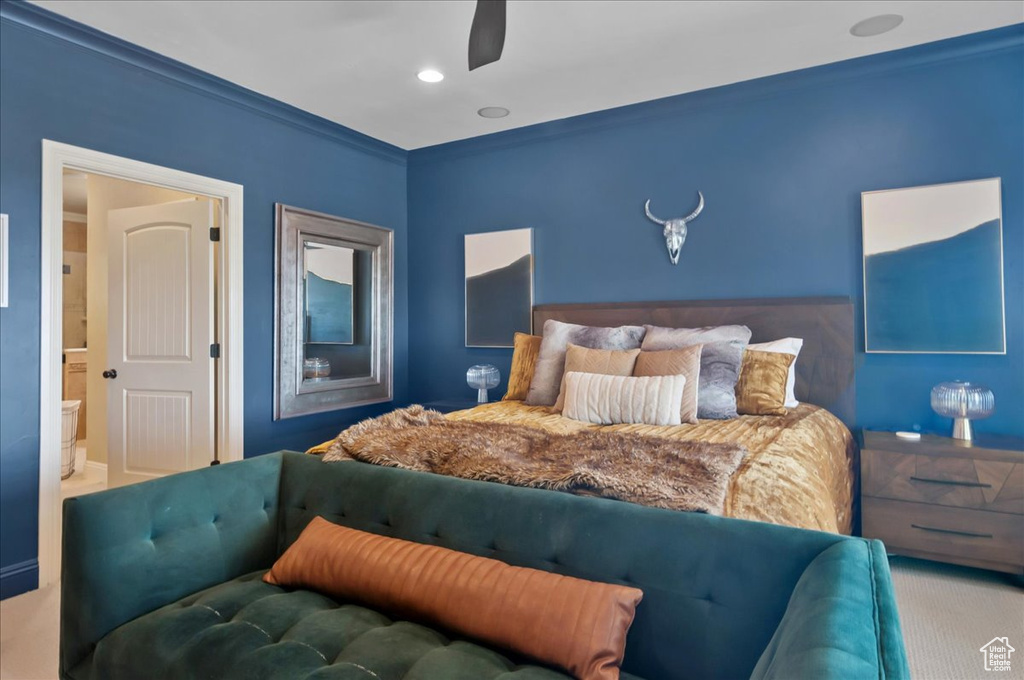 Bedroom with a ceiling fan