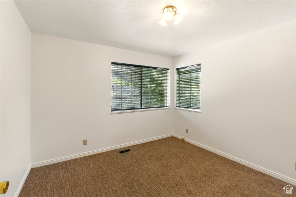 Spare room with healthy amount of natural light, carpet flooring, and baseboards