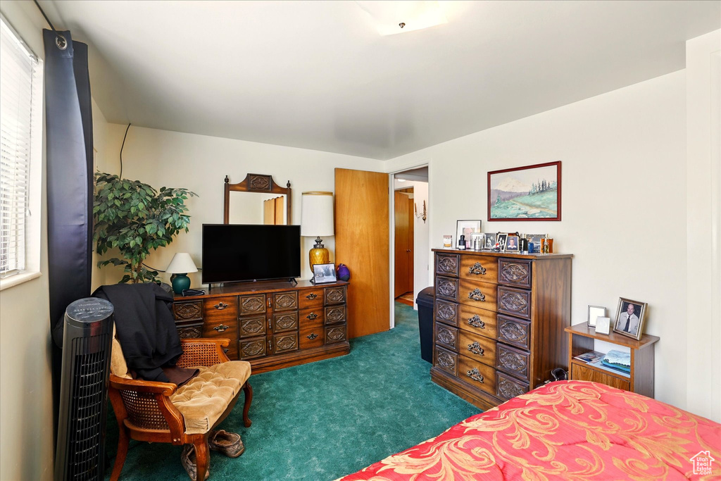 Bedroom with carpet floors