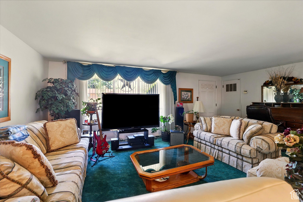 View of carpeted living area