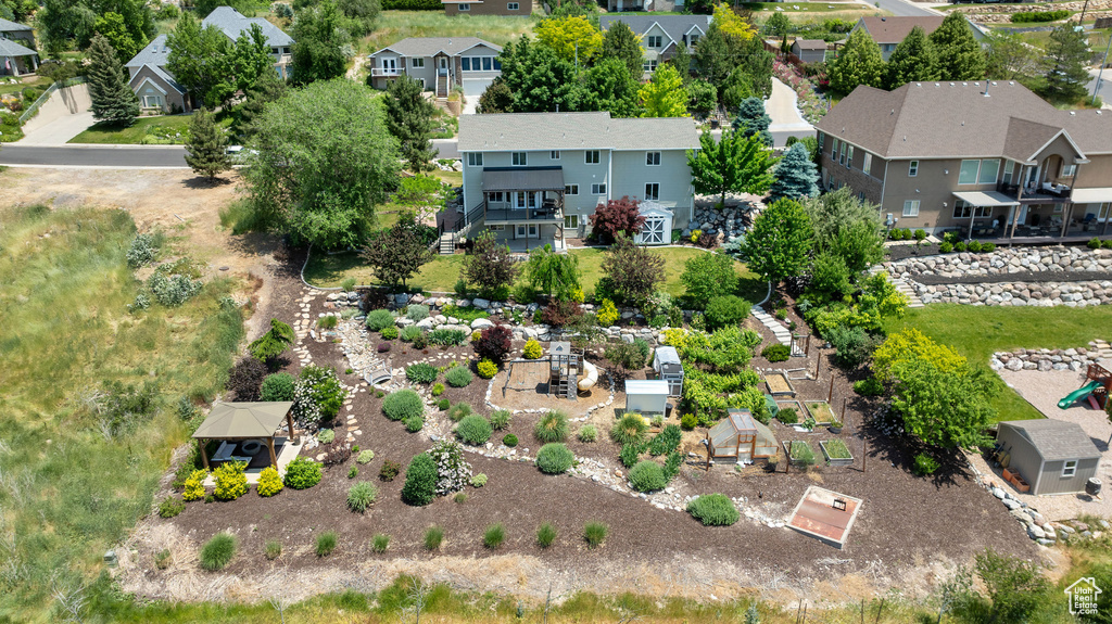 Aerial perspective of suburban area