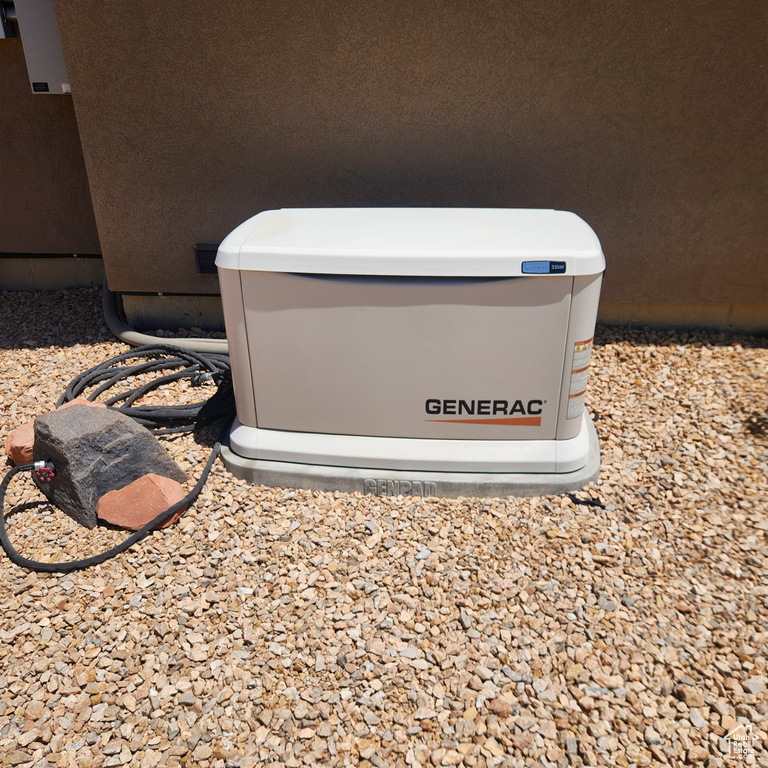 Exterior view of a power unit and stucco siding