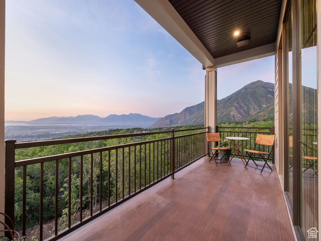 Balcony with a mountain view