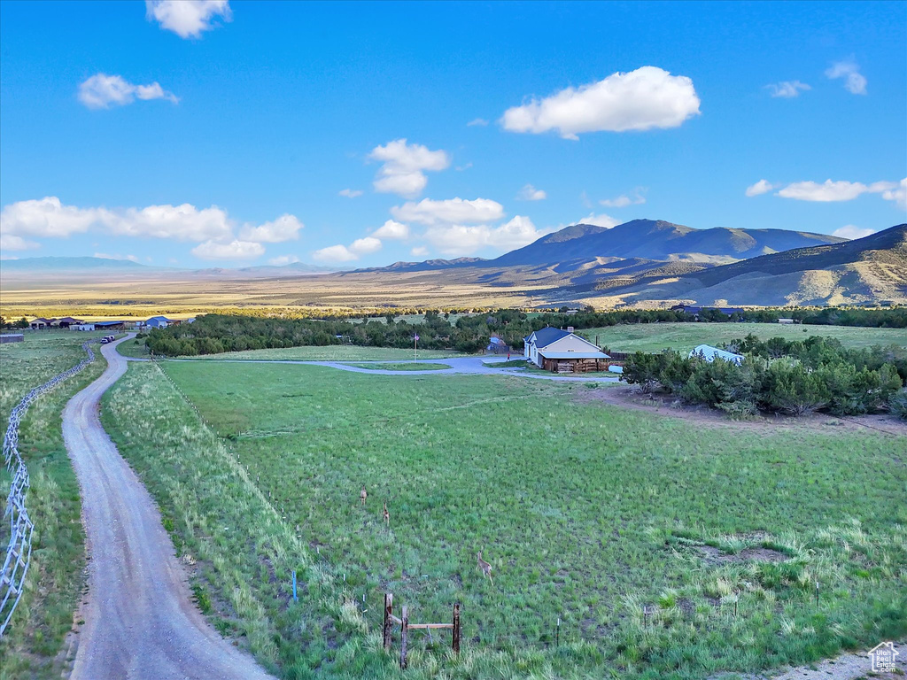 View of mountain background featuring rural landscape
