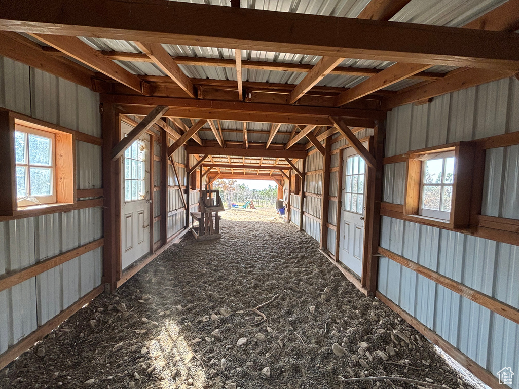 View of horse barn