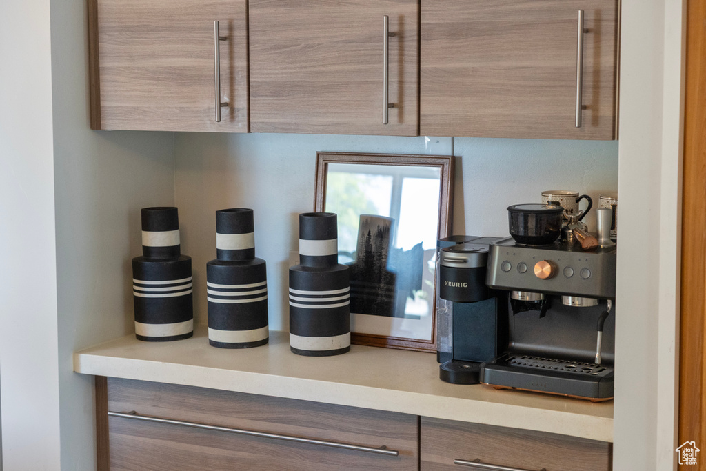 Detailed view of light countertops
