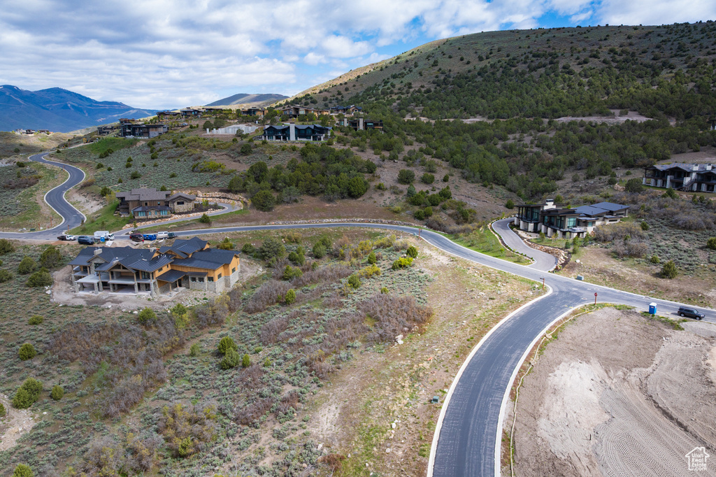 Aerial view of a mountain backdrop
