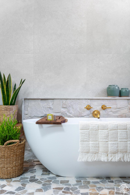 Bathroom view of a freestanding tub