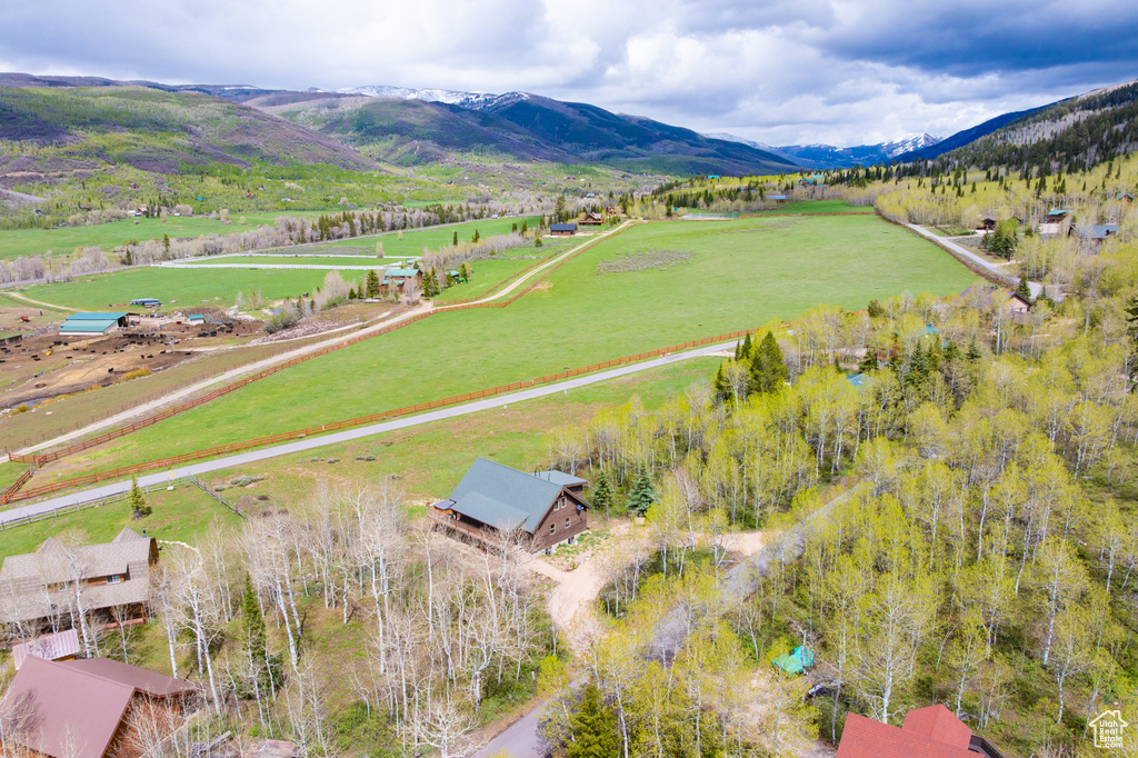 View of rural area featuring mountains and agricultural land