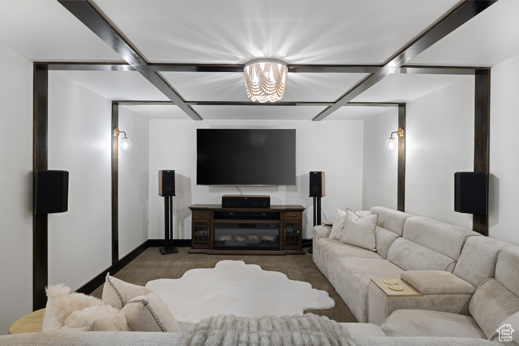 Carpeted cinema with baseboards