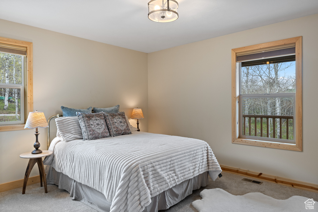 Bedroom featuring baseboards and carpet floors
