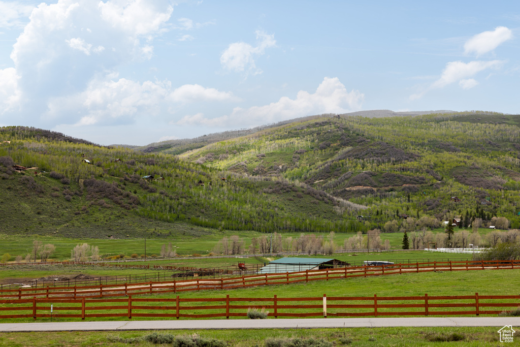 Mountain view with a pastoral area and rural landscape