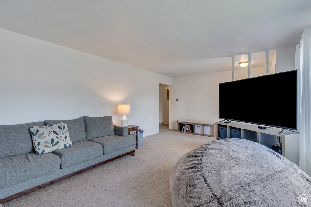 Living room featuring carpet
