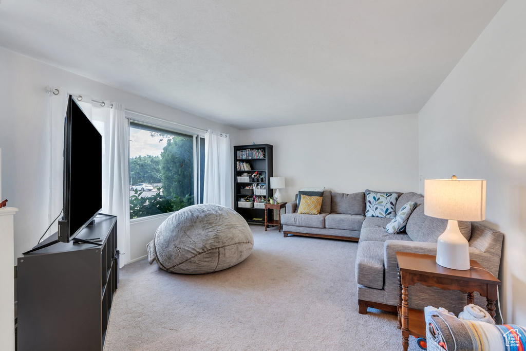 View of carpeted living area