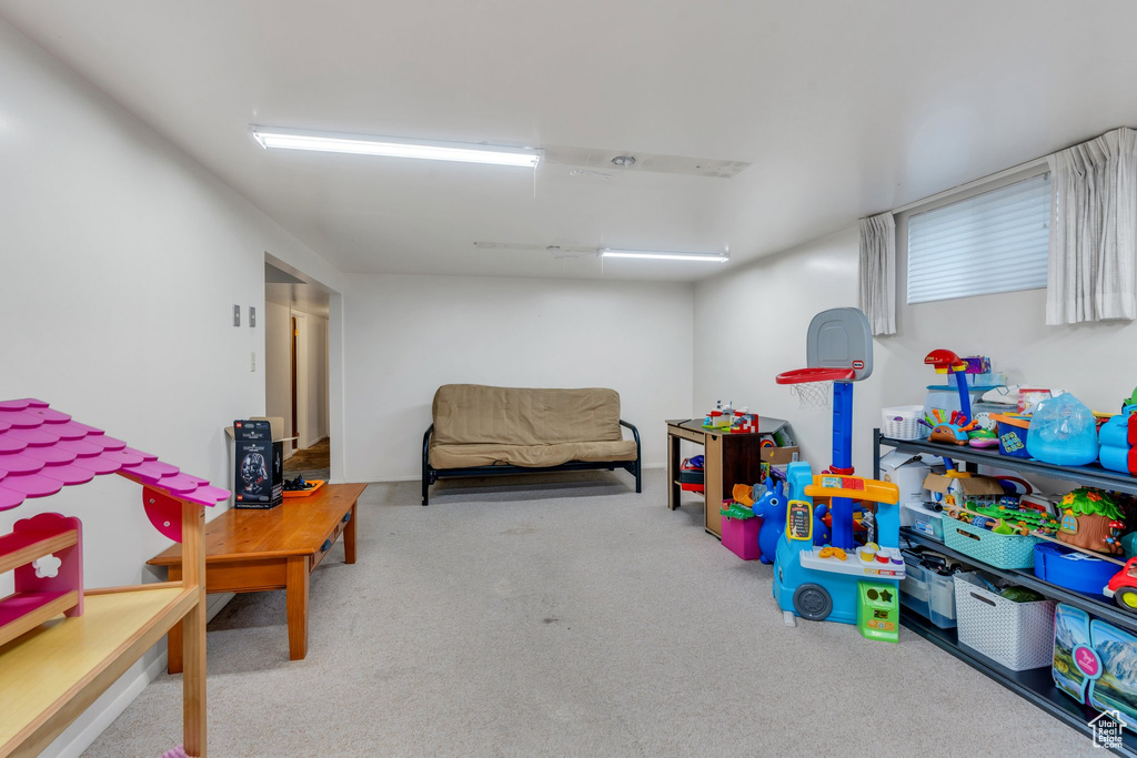 Rec room featuring carpet
