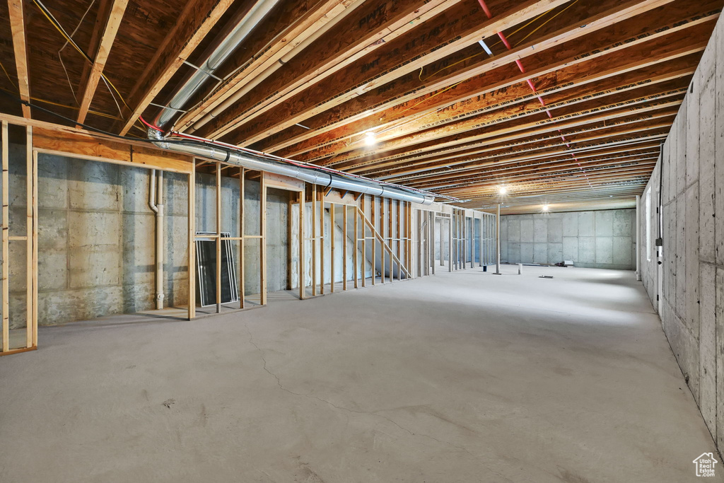 View of unfinished basement