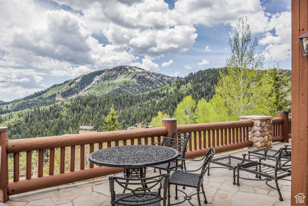 View of mountain background with a heavily wooded area
