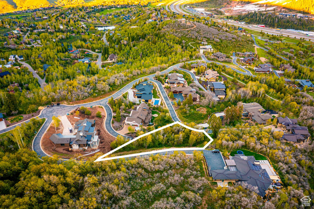 Aerial perspective of suburban area