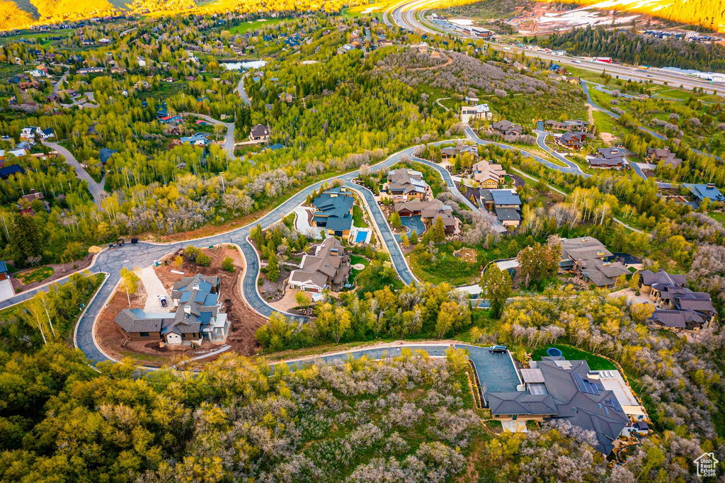 Aerial perspective of suburban area