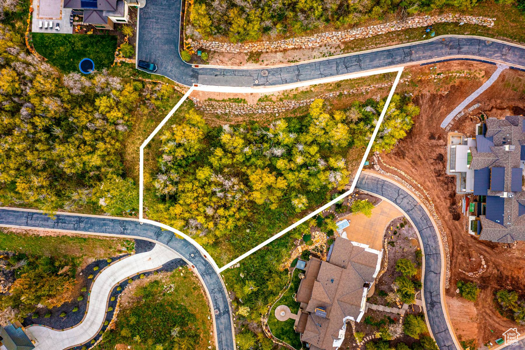 Aerial view of property's location with property boundaries highlighted