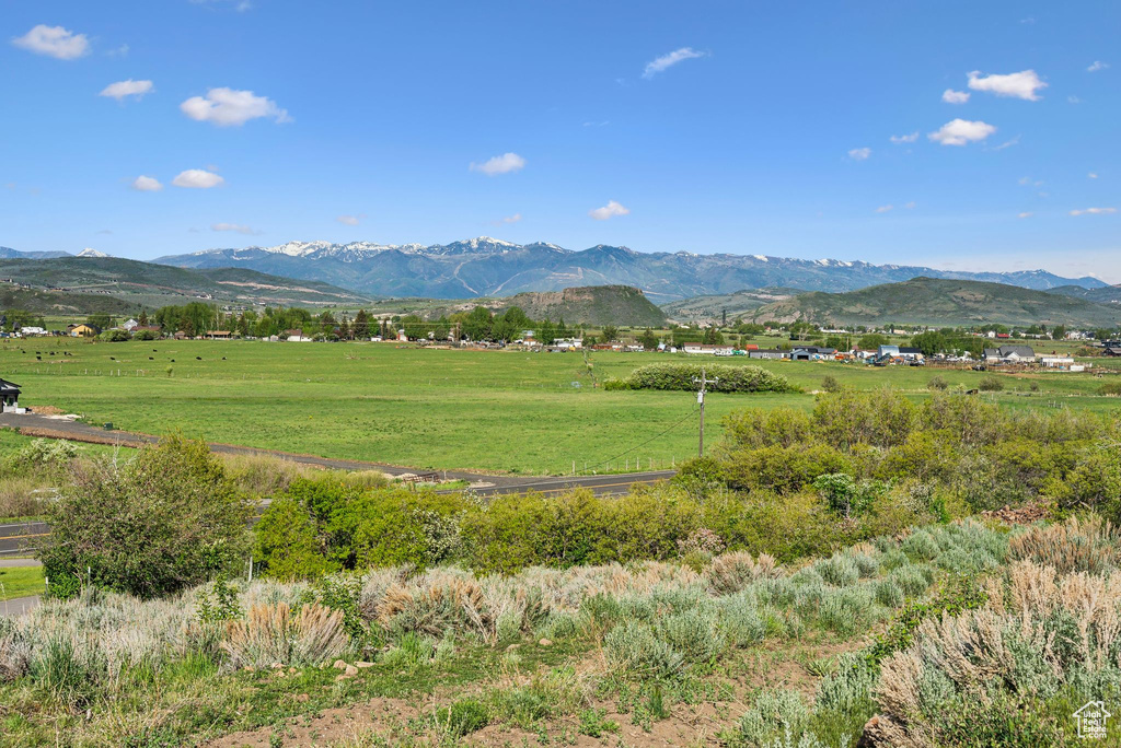View of mountain background with rural landscape