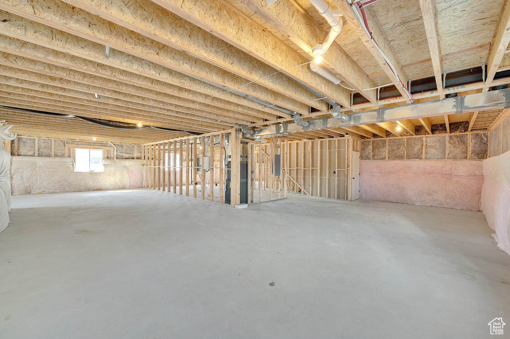 Basement with electric panel