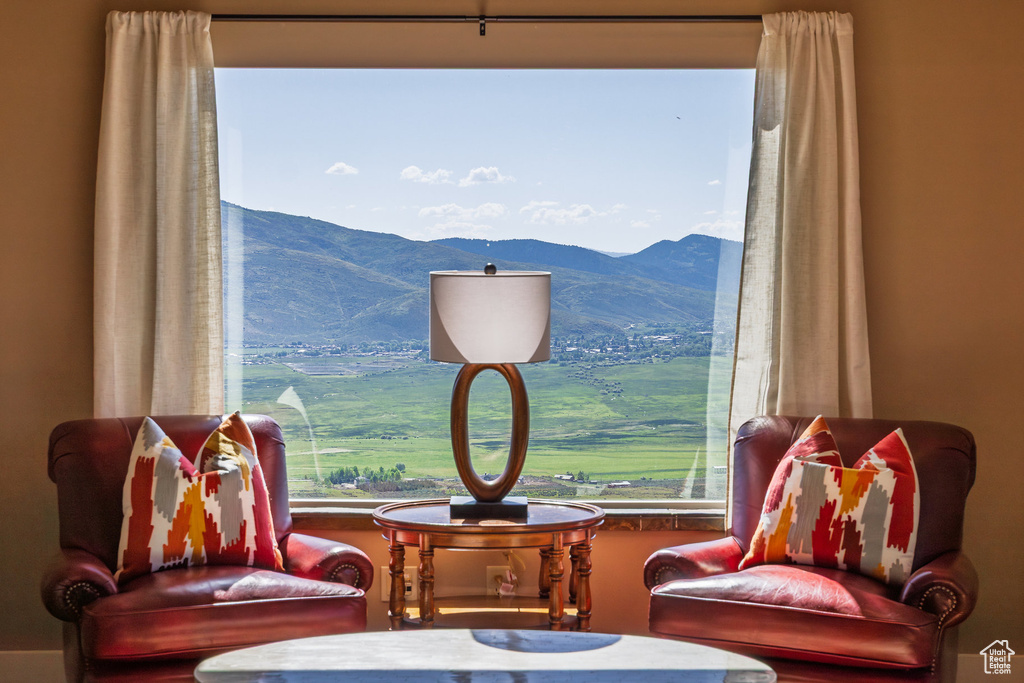 Living area with a mountain view