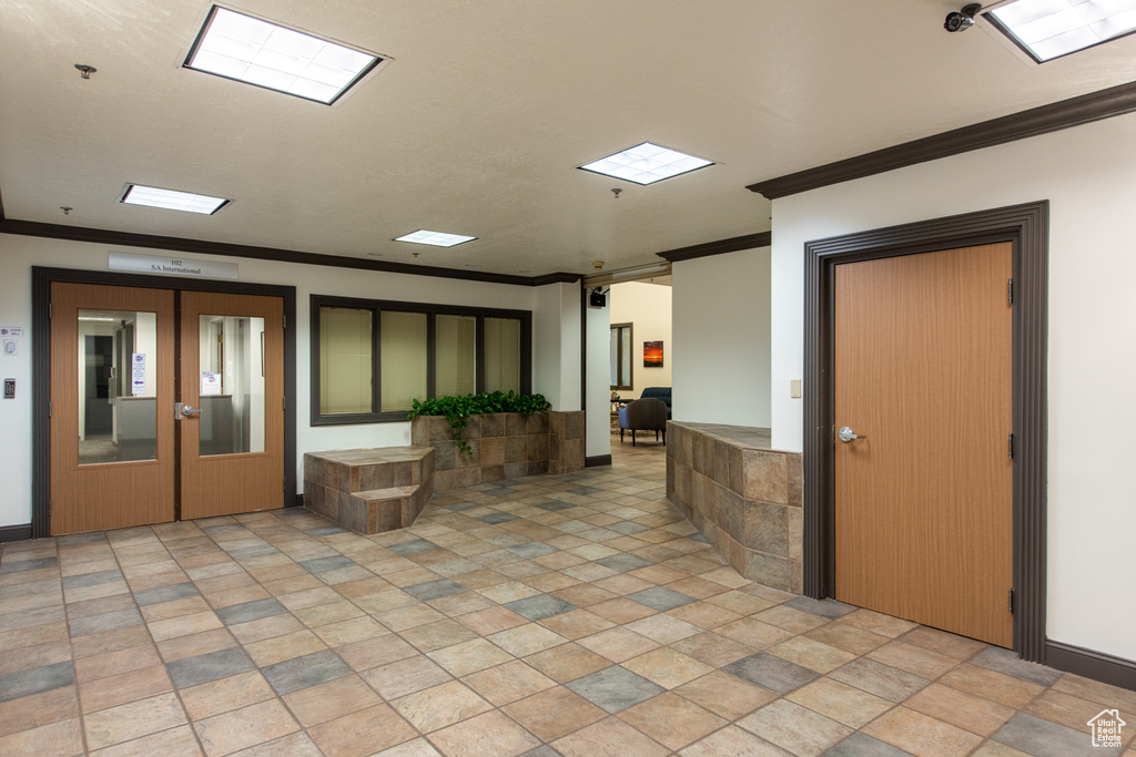 Reception area featuring ornamental molding