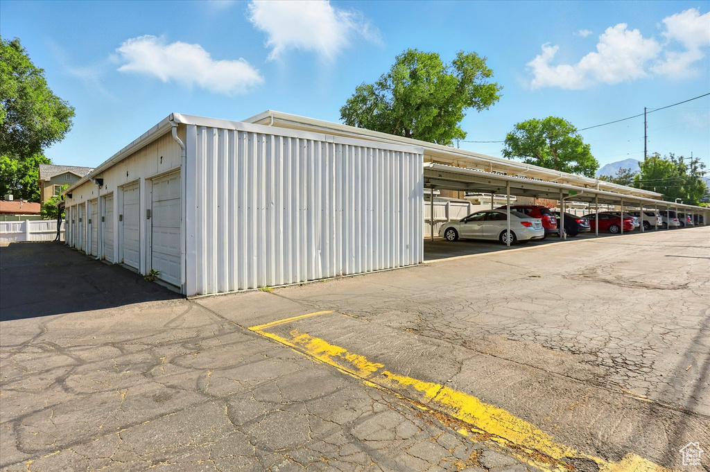 View of covered parking lot