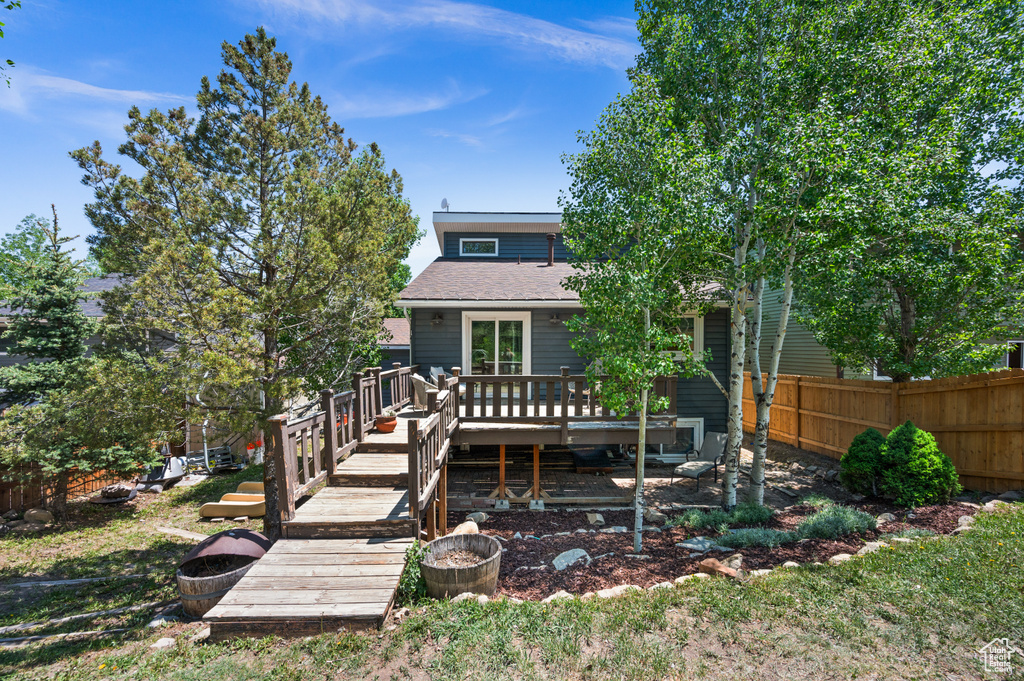Rear view of house featuring a deck