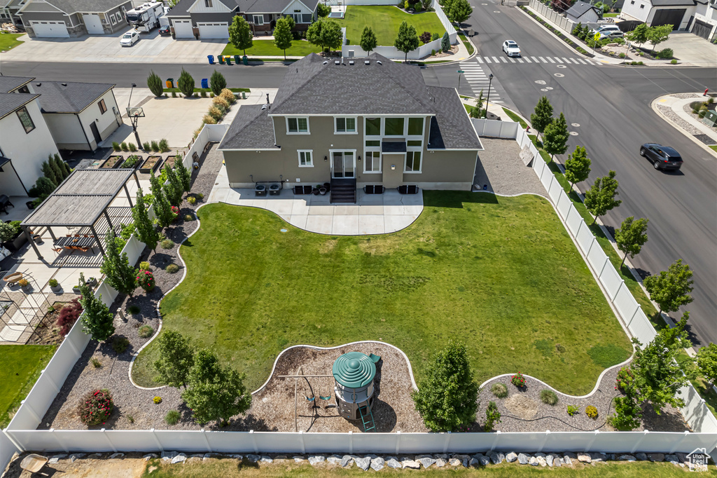 Aerial view of residential area