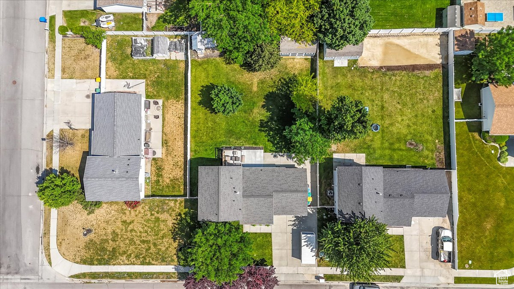 Aerial perspective of suburban area