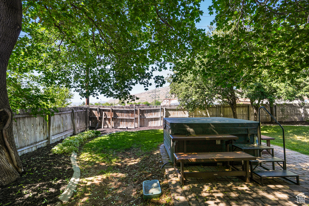 View of fenced backyard