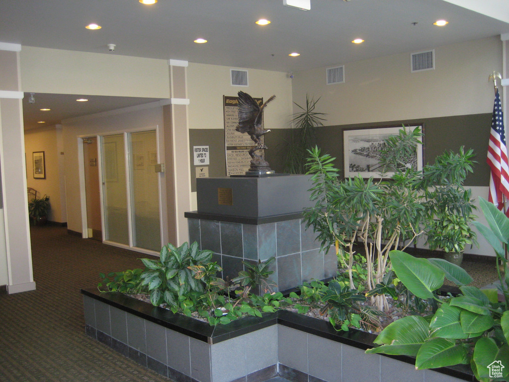 Building lobby with recessed lighting