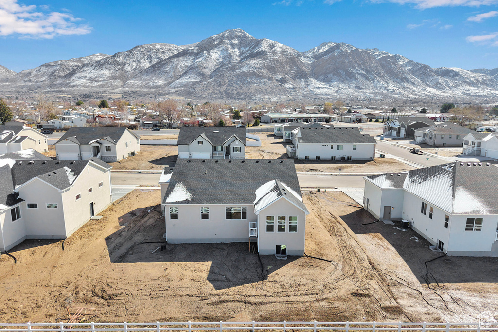 View of mountain background with nearby suburban area