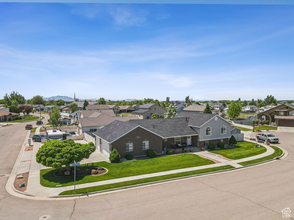 Aerial perspective of suburban area