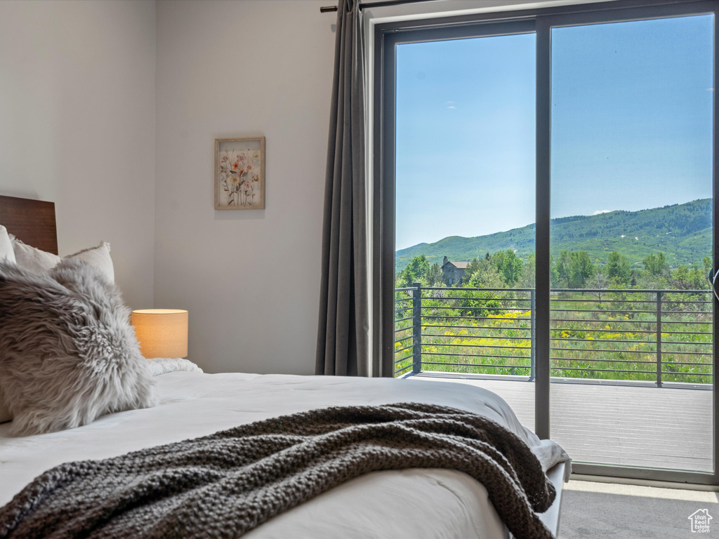 Bedroom with a mountain view