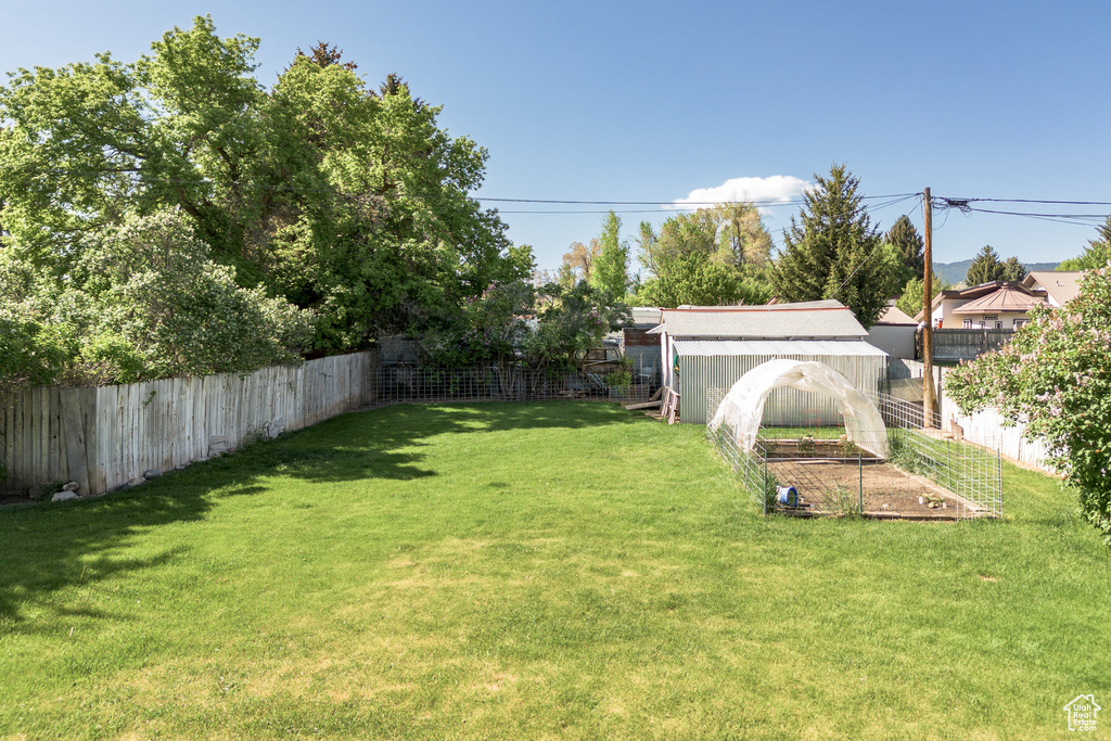 View of yard featuring a garden