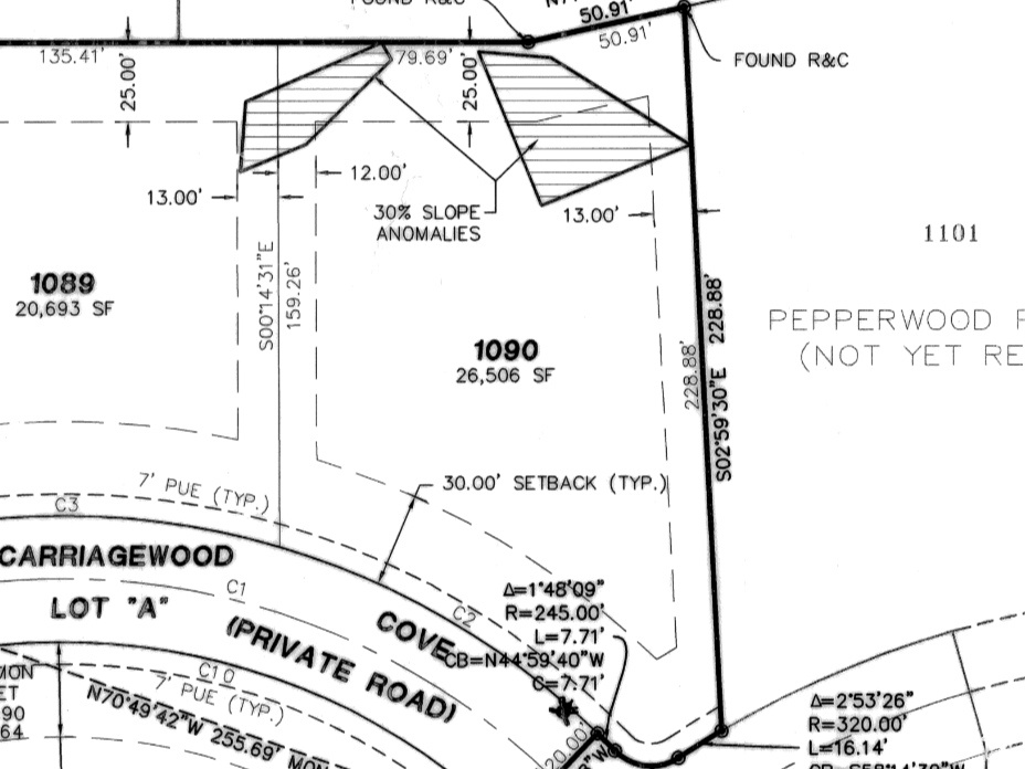 Map showing property parcels