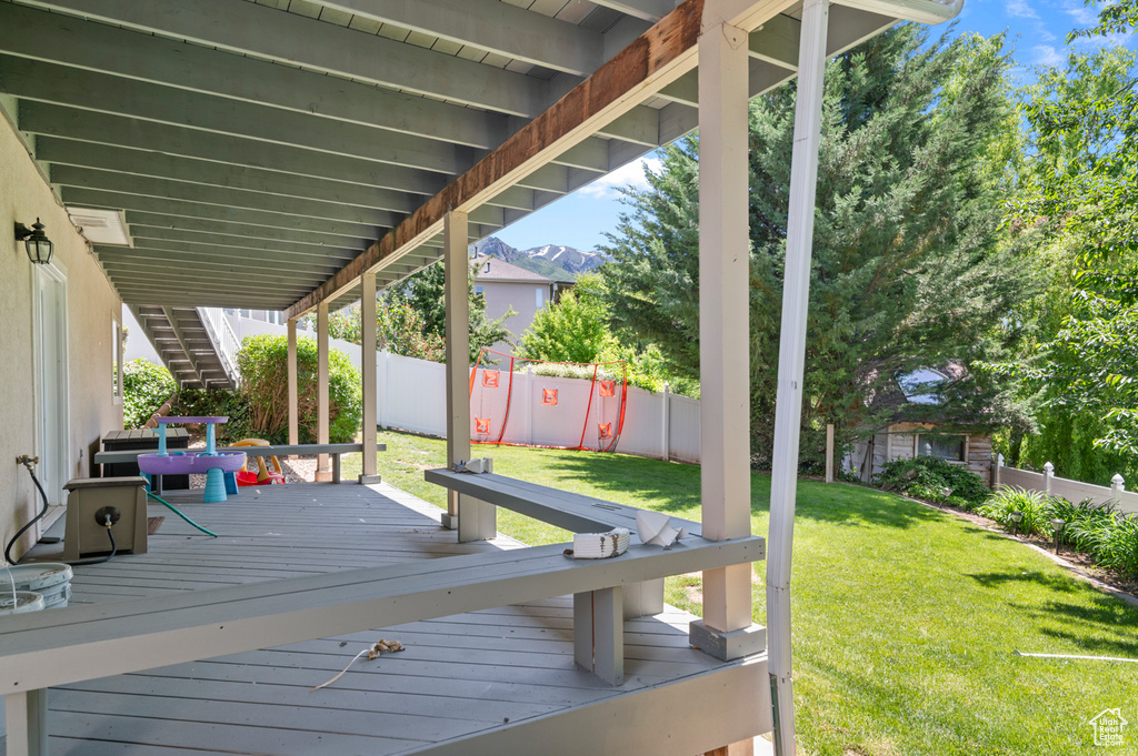 Deck featuring stairs