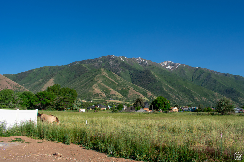 View of mountain background with rural landscape